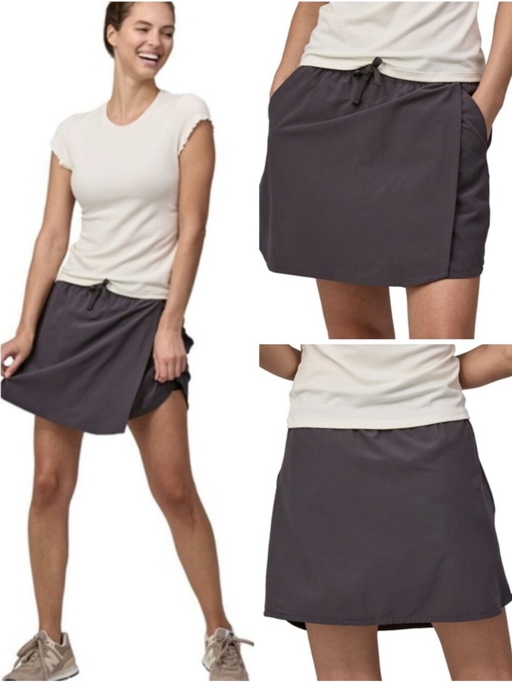 Patagonia Black Fleetwith Performance Active Skort skirt size xs pickel ball